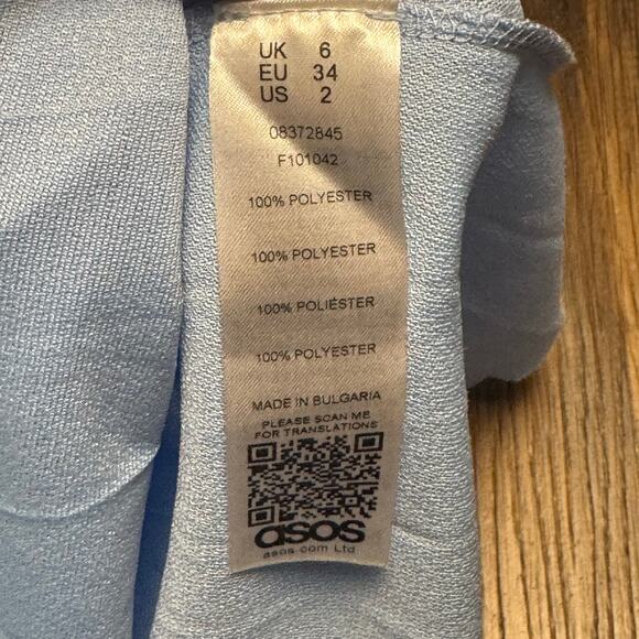 ASOS US size 2 pale blue one shoulder pleated crop top midi dress - Picture 14 of 16